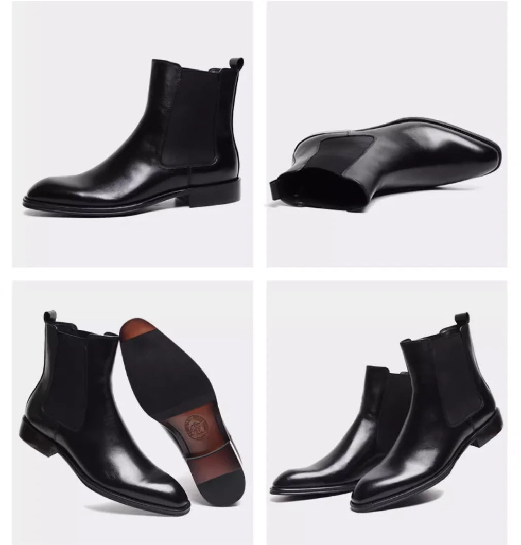 New Style Chelsea Boots Young Young  pointed leather retro sleeve cowhide short boots