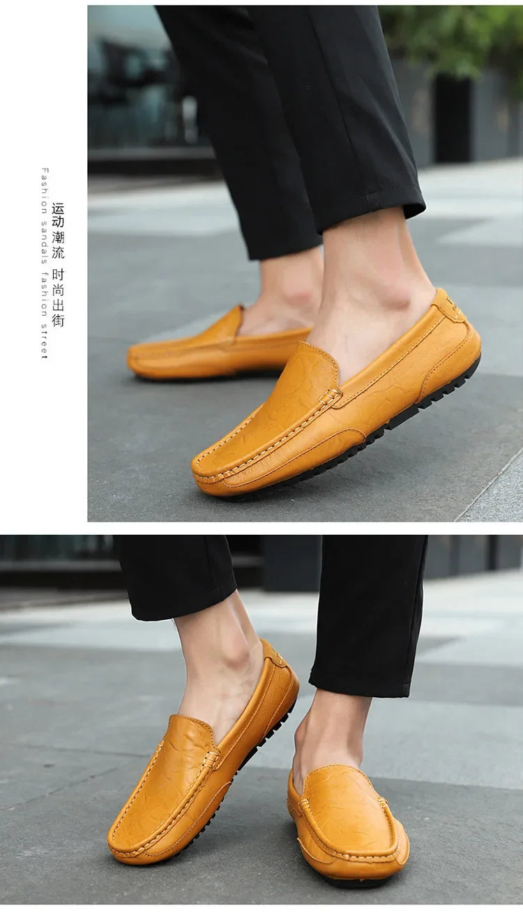 Men Luxury Trendy Casual Slip on Formal Loafers Men Moccasins Italian Black Male Driving Shoes Sneakers Plus Size Shoes Leather