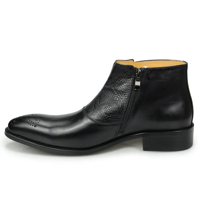 New Mens Ankle Leathe Shoes Zipper Luxury Boots Safety Formal Fashion Designer Shoes Big Size 39 To 46 Black & Coffee Cowhide