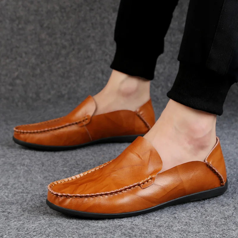Summer Genuine Leather Shoes Men Comfortable Mesh Men Loafers Casual Shoes Men Flats Hot Sale Driving Shoes Moccasins Plus Size