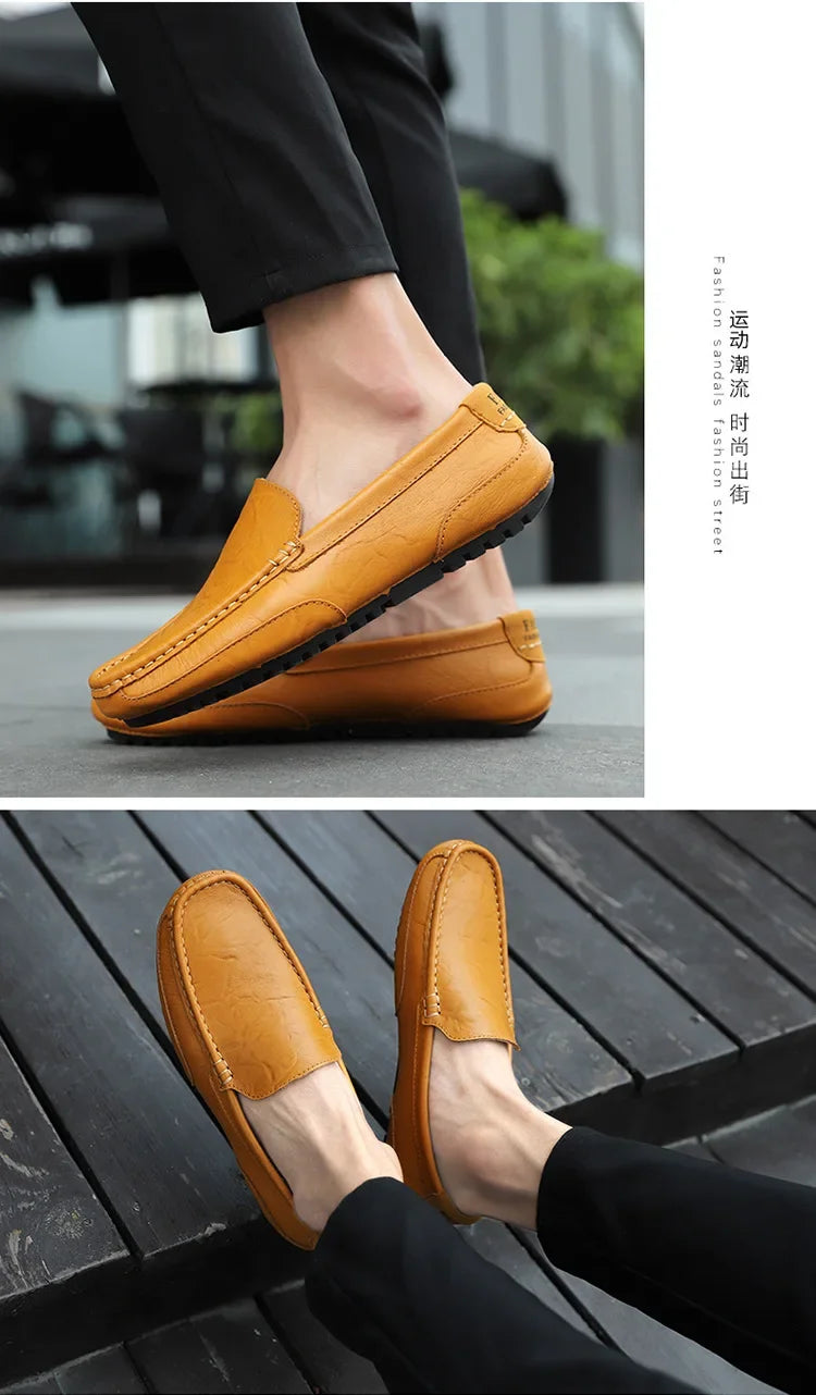 Men Luxury Trendy Casual Slip on Formal Loafers Men Moccasins Italian Black Male Driving Shoes Sneakers Plus Size Shoes Leather