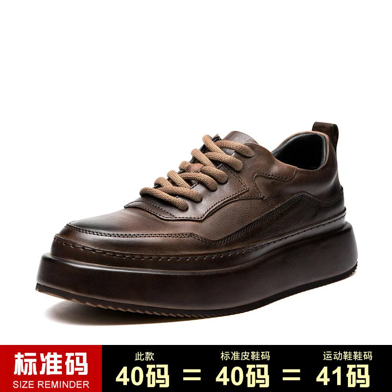 Casual Shoes British Retro Cowhide Autumn Winter Men Shoes Loafers Summer Designer Breathable Shoes Mens Spring Fashion