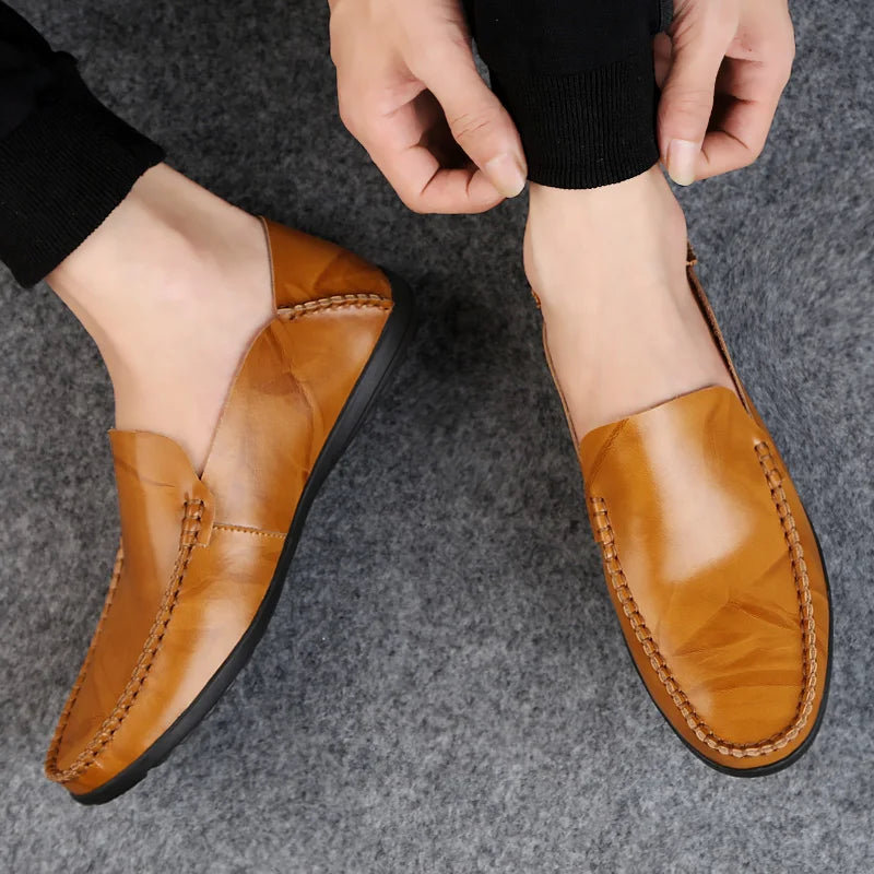 Summer Genuine Leather Shoes Men Comfortable Mesh Men Loafers Casual Shoes Men Flats Hot Sale Driving Shoes Moccasins Plus Size