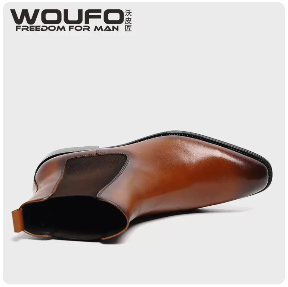 New Style Chelsea Boots Young Young  pointed leather retro sleeve cowhide short boots