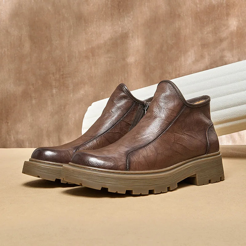Combat Boots Chelsea Boots Men Desert Boots Men High Quality Genuine Leather Autumn Winter British Retro Men Shoes Cowhide