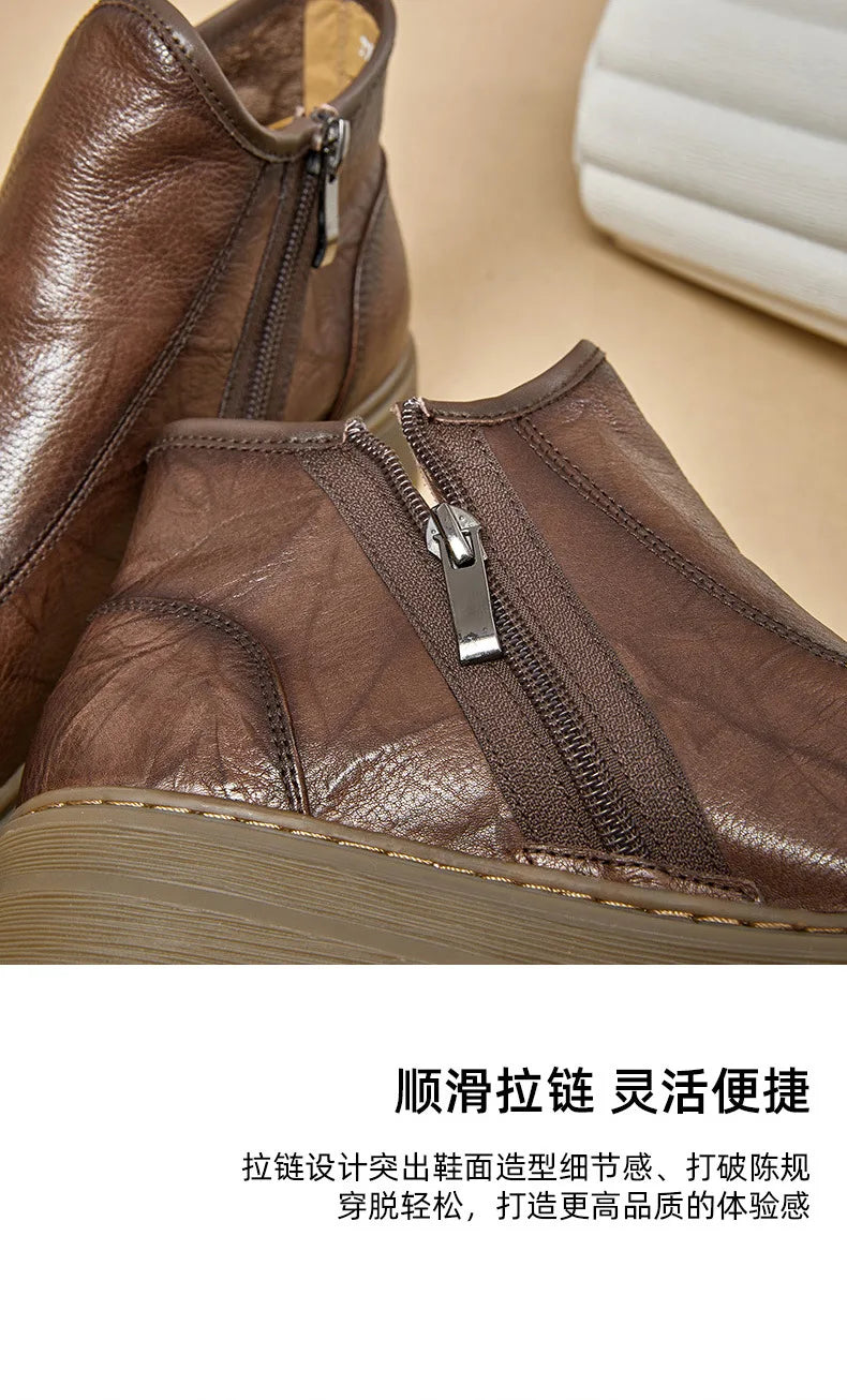 Combat Boots Chelsea Boots Men Desert Boots Men High Quality Genuine Leather Autumn Winter British Retro Men Shoes Cowhide