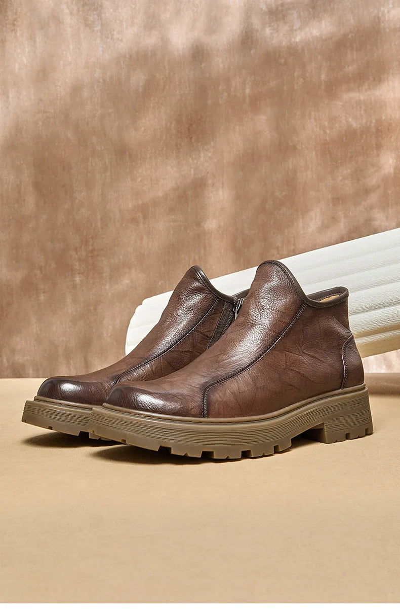Combat Boots Chelsea Boots Men Desert Boots Men High Quality Genuine Leather Autumn Winter British Retro Men Shoes Cowhide
