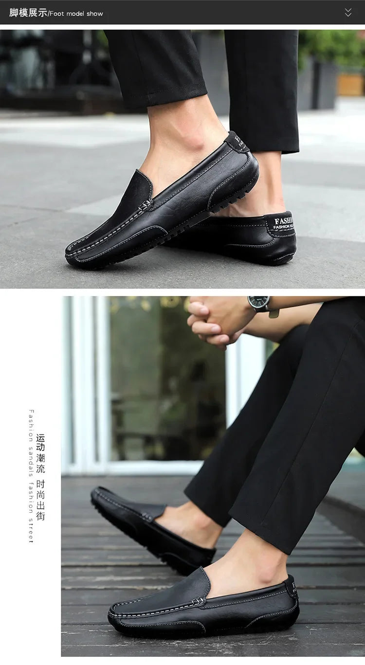 Men Luxury Trendy Casual Slip on Formal Loafers Men Moccasins Italian Black Male Driving Shoes Sneakers Plus Size Shoes Leather
