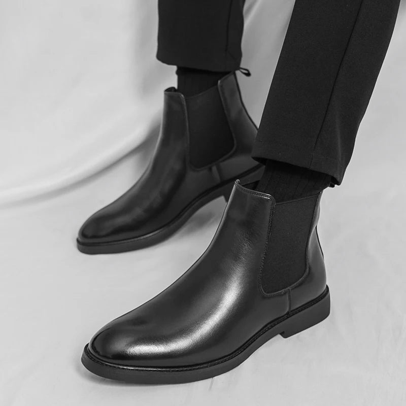 Men's Chelsea Boots Casual Ankle Boots Slip on Leather Walking Shoes for Men Fashion Winter Boots 2025 New Non-Slip Casual Shoes