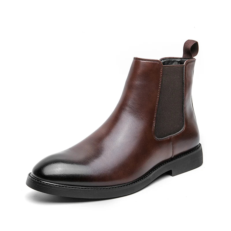 Men's Chelsea Boots Casual Ankle Boots Slip on Leather Walking Shoes for Men Fashion Winter Boots 2025 New Non-Slip Casual Shoes