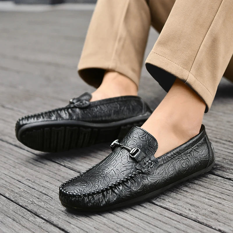YRZL Mens Loafers PU Leather Slip On Driving Shoes Lightweight Comfortable Casual Shoes Large Size Non Slip Soft Sole Shoes