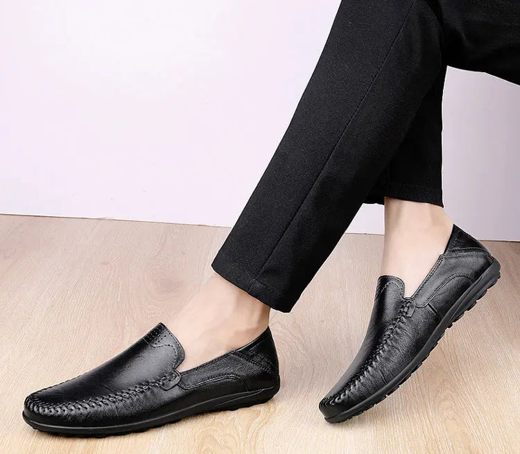 CLOHOO Leather Stitching Comfortable Shoes for Men