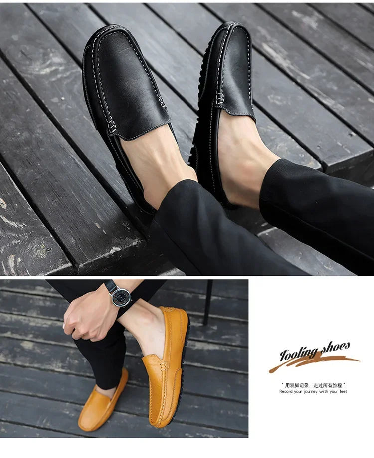 Men Luxury Trendy Casual Slip on Formal Loafers Men Moccasins Italian Black Male Driving Shoes Sneakers Plus Size Shoes Leather