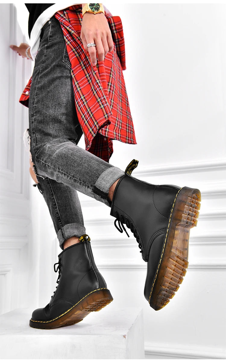 High-top boots, men's leather shoes, fashionable motorcycle ankle boots, men's boots, men's shoes, genuine leather women's boots