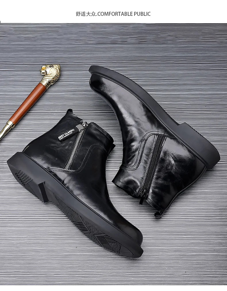 men fashion wedding party dress chelsea boots black brown original leather shoes cowboy autumn winter boot platform ankle botas