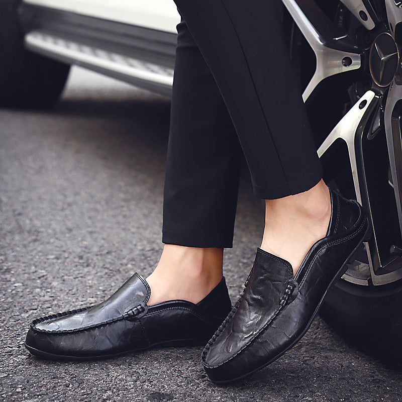Leather Moccasins, Breathable Slip on Boat Shoes for Men