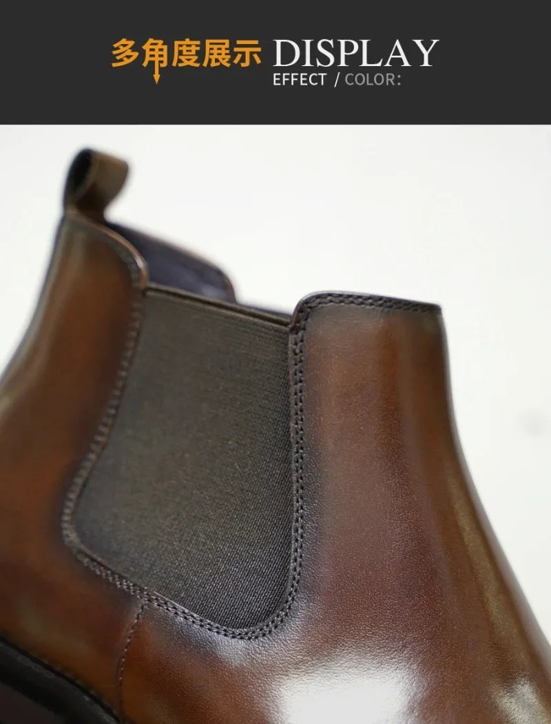 Men's Chelsea Retro Handmade Leather Boots for Men