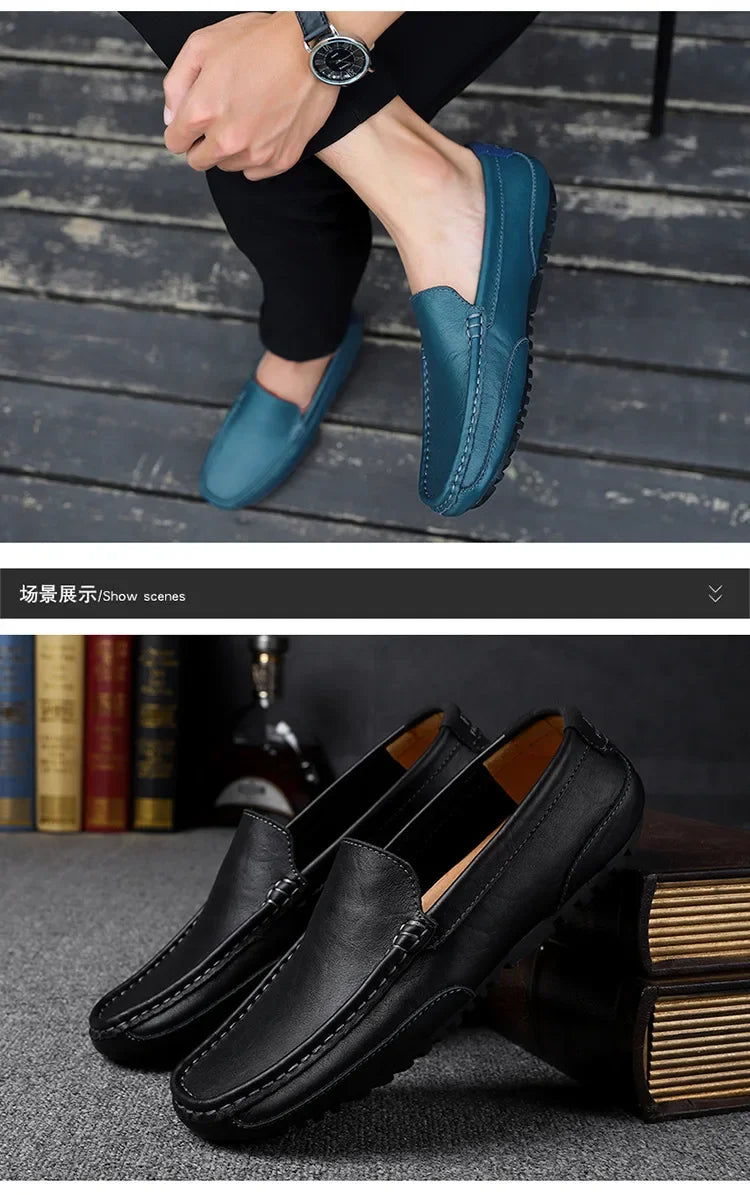 Men Luxury Trendy Casual Slip on Formal Loafers Men Moccasins Italian Black Male Driving Shoes Sneakers Plus Size Shoes Leather