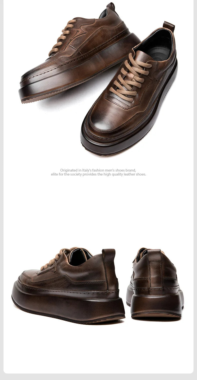 Casual Shoes British Retro Cowhide Autumn Winter Men Shoes Loafers Summer Designer Breathable Shoes Mens Spring Fashion