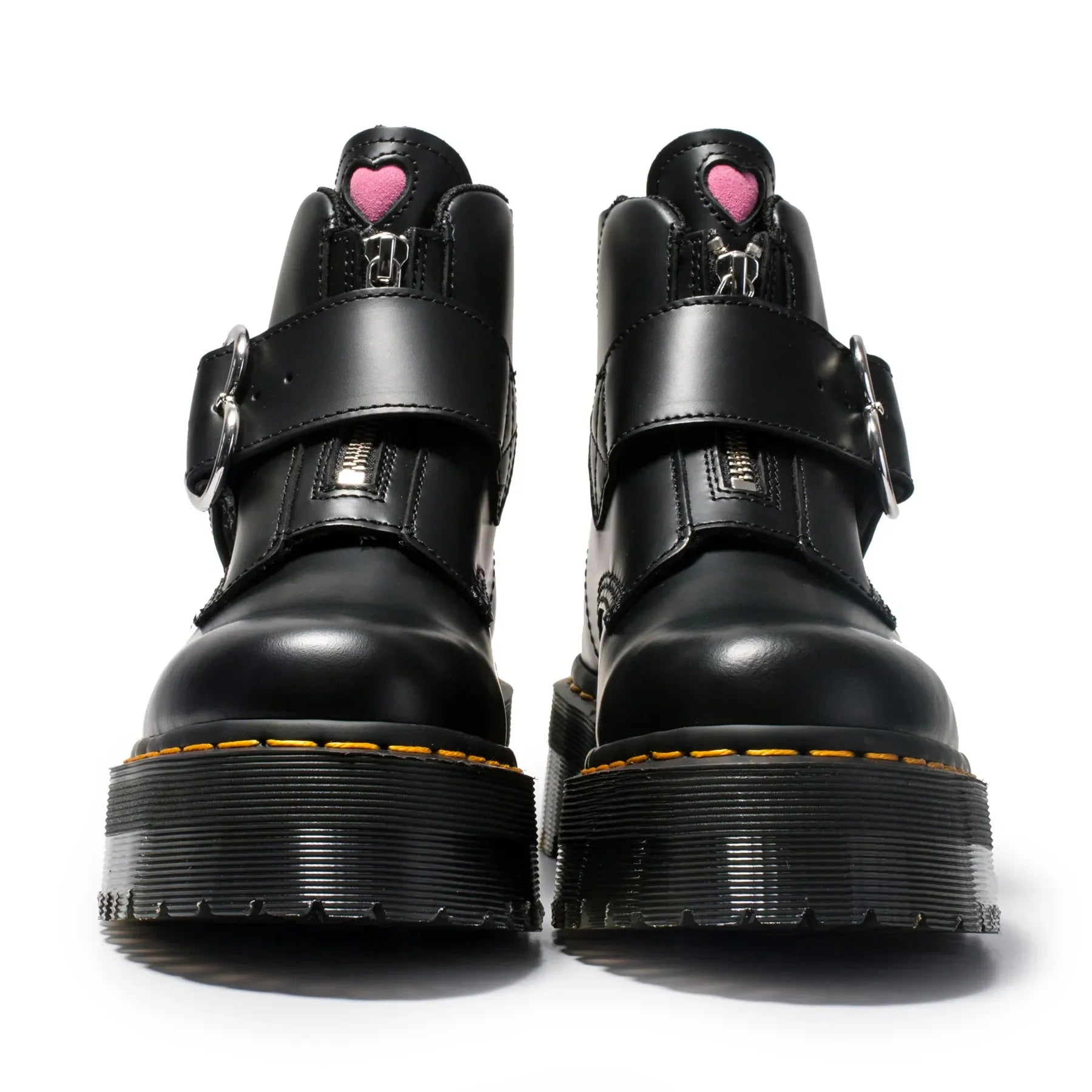 Genuine Leather Fashion Boots Solid Concise Buckle  Zip Love Buckle Comfort Muffin Thick Bottom Women Shoes
