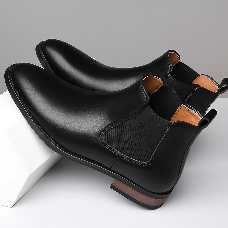 New Arrival Male Chelsea Boots Casual Slip on Business Boots Fashion Cowboy Men's Ankle Boots High Top Leisure Walking Footwear