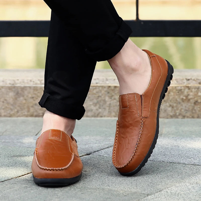 New large size men's leather shoes 100% cowhide fashion thick sole leisure sports business casual shoes men sneakers bean shoes