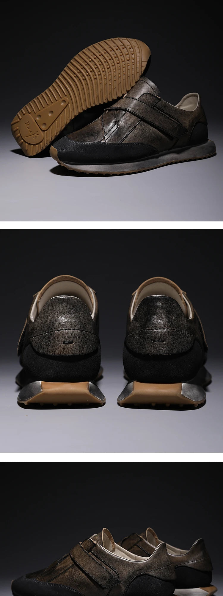 Handrafted Men's Forrest Gump Shoes Retro Casual Shoes Calf Leather Mens' Sneakers Hook /Loop Magic Shoes Can Take You Anywhere