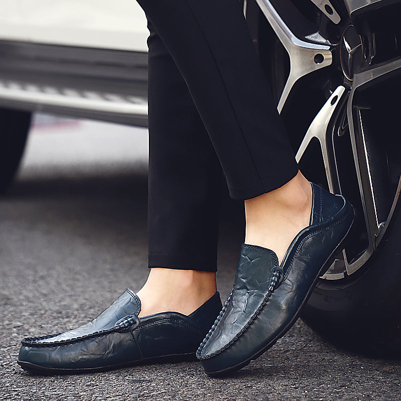 Leather Moccasins, Breathable Slip on Boat Shoes for Men