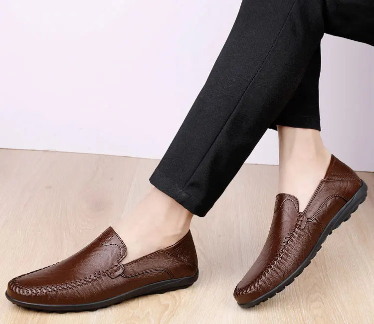 CLOHOO Leather Stitching Comfortable Shoes for Men