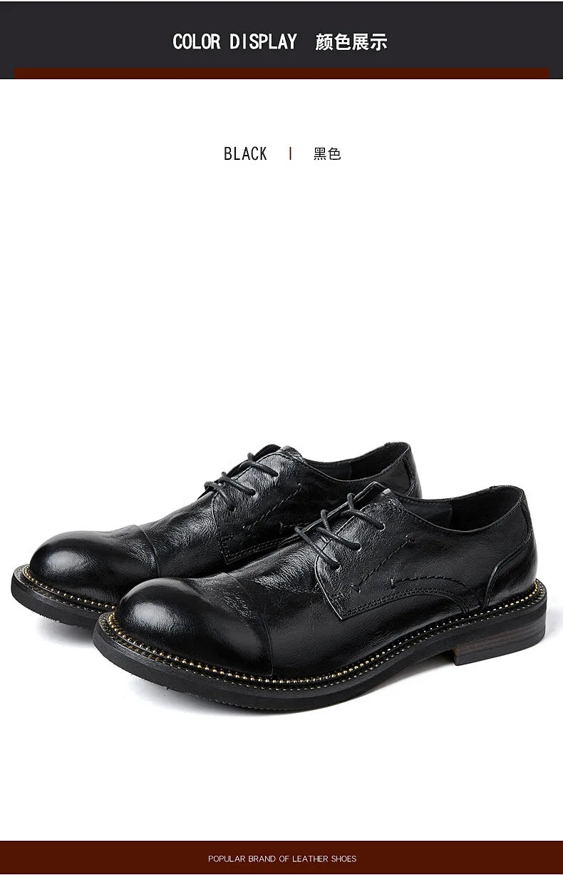 Lace-Up Men Shoes Men Dress Shoes Autumn Spring Summer Cowhide Men Flats Fashion High Quality Genuine Leather Casual Shoes Men