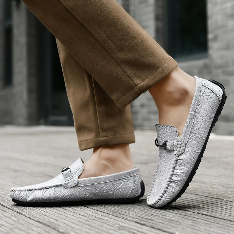 YRZL Mens Loafers PU Leather Slip On Driving Shoes Lightweight Comfortable Casual Shoes Large Size Non Slip Soft Sole Shoes