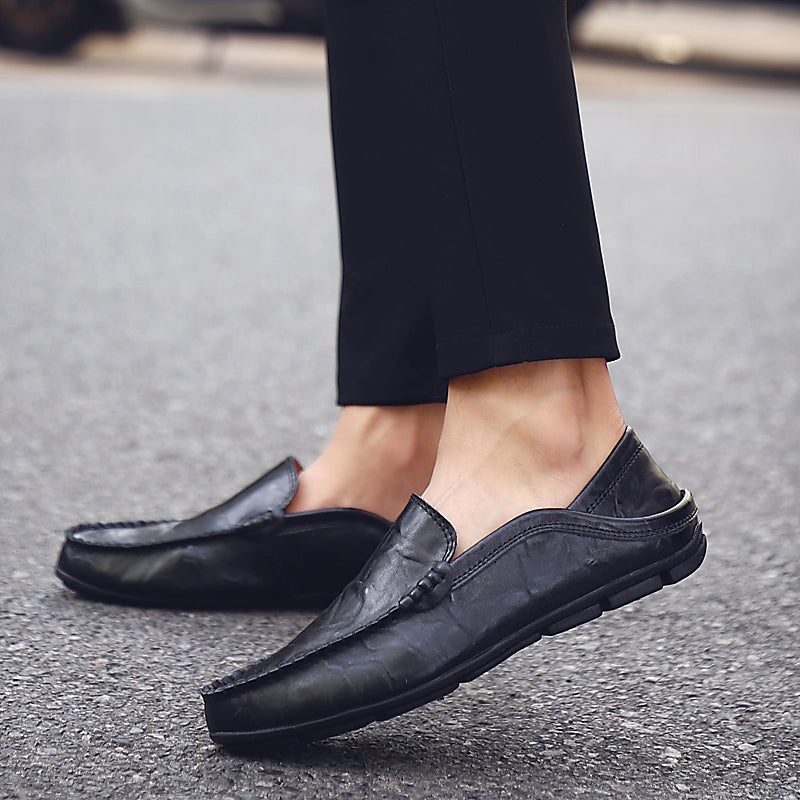 Leather Moccasins, Breathable Slip on Boat Shoes for Men