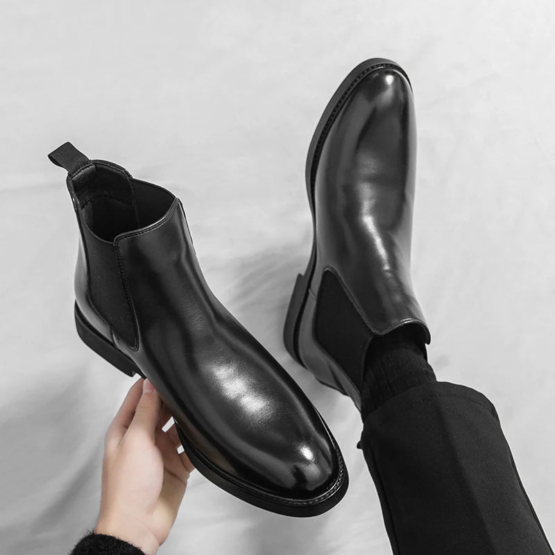 Men's Chelsea Boots Casual Ankle Boots Slip on Leather Walking Shoes for Men Fashion Winter Boots 2025 New Non-Slip Casual Shoes