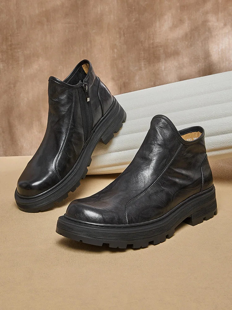 Combat Boots Chelsea Boots Men Desert Boots Men High Quality Genuine Leather Autumn Winter British Retro Men Shoes Cowhide