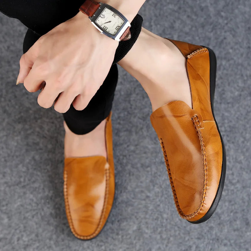 Summer Genuine Leather Shoes Men Comfortable Mesh Men Loafers Casual Shoes Men Flats Hot Sale Driving Shoes Moccasins Plus Size