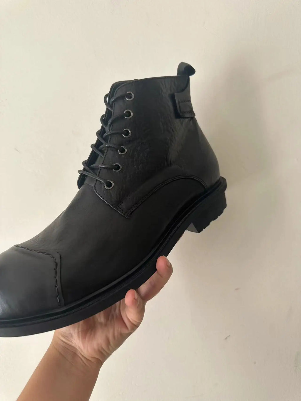 Vintage Business Mens Boots Luxury Genuine Cow Leather Spring Work Shoes 2025 New Style Full Grain Leather Round Toe Ankle Boots