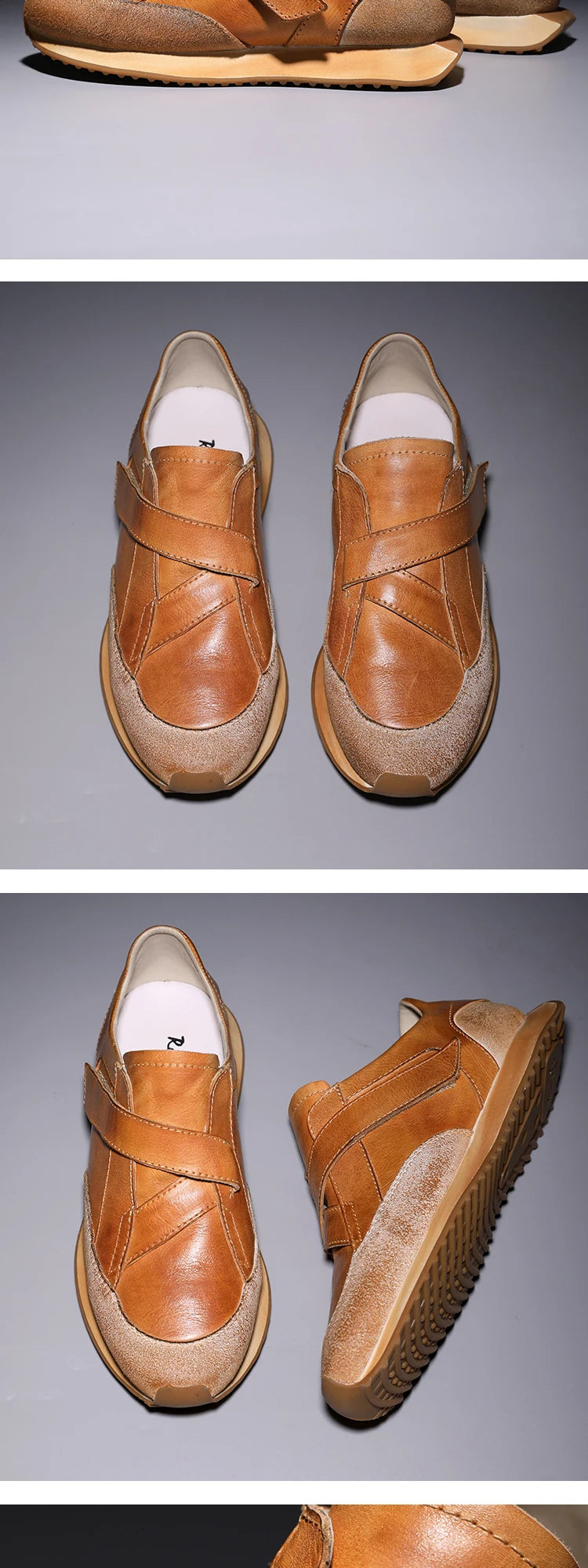 Handrafted Men's Forrest Gump Shoes Retro Casual Shoes Calf Leather Mens' Sneakers Hook /Loop Magic Shoes Can Take You Anywhere