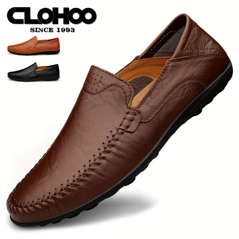 CLOHOO Leather Stitching Comfortable Shoes for Men