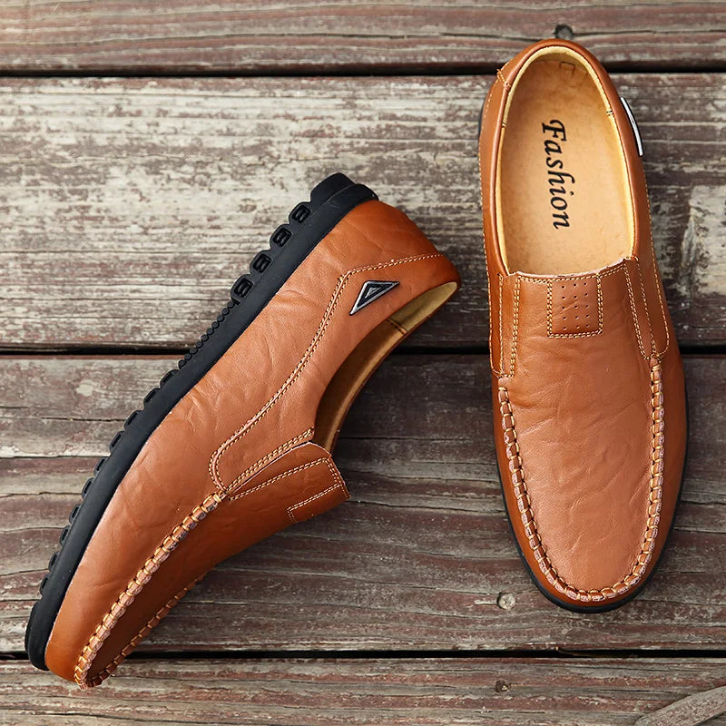 New large size men's leather shoes 100% cowhide fashion thick sole leisure sports business casual shoes men sneakers bean shoes