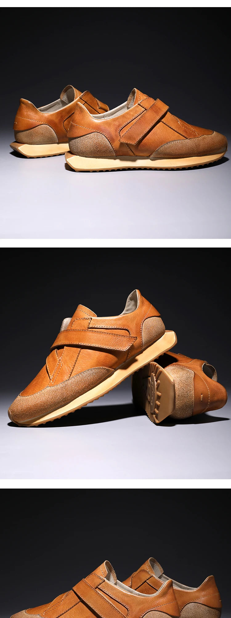 Handrafted Men's Forrest Gump Shoes Retro Casual Shoes Calf Leather Mens' Sneakers Hook /Loop Magic Shoes Can Take You Anywhere
