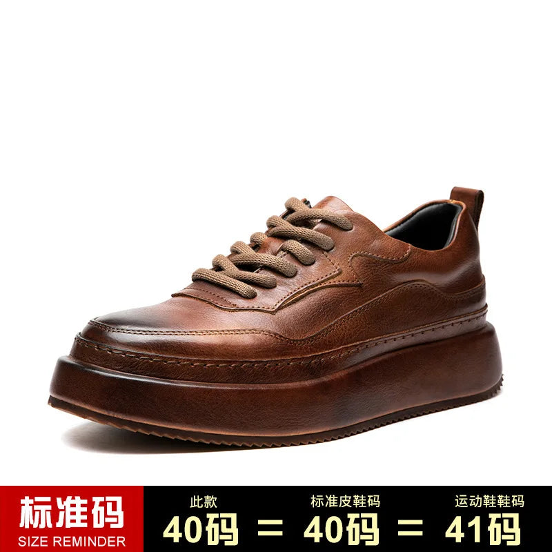Casual Shoes British Retro Cowhide Autumn Winter Men Shoes Loafers Summer Designer Breathable Shoes Mens Spring Fashion