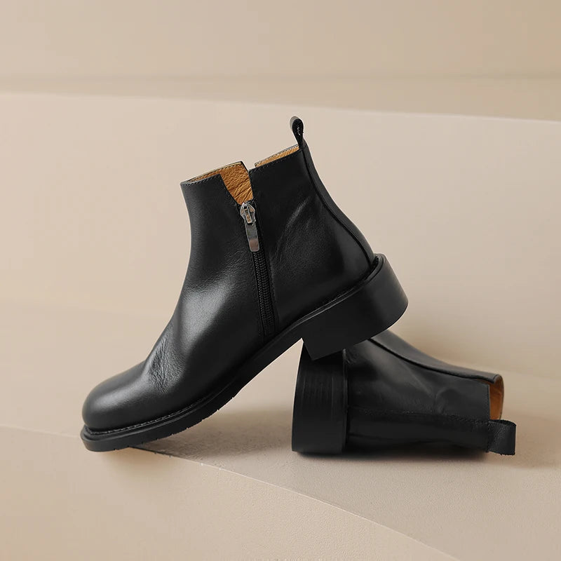 Leather Chelsea Retro Women Ankle Boots