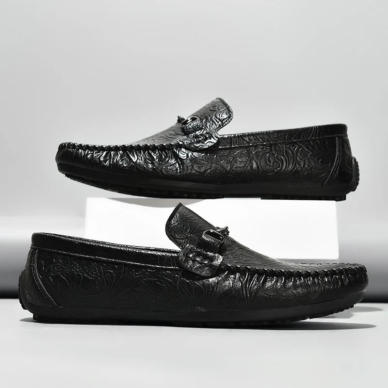 YRZL Mens Loafers PU Leather Slip On Driving Shoes Lightweight Comfortable Casual Shoes Large Size Non Slip Soft Sole Shoes