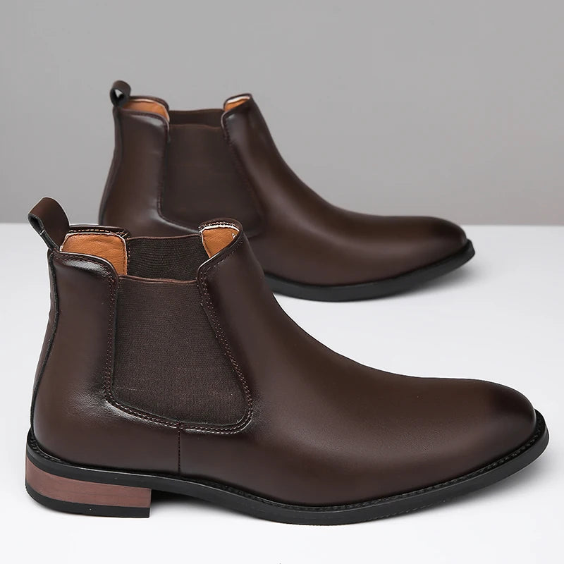 New Arrival Male Chelsea Boots Casual Slip on Business Boots Fashion Cowboy Men's Ankle Boots High Top Leisure Walking Footwear