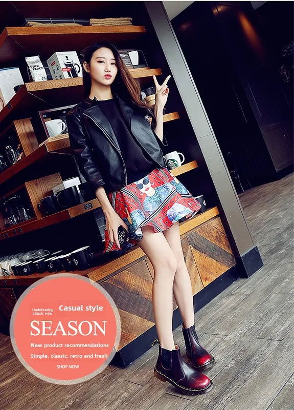 New Unisex Autumn Breathable Leather Ankle Boots Smooth Leather Platform Chelsea Boot for Women Men Platform Boots