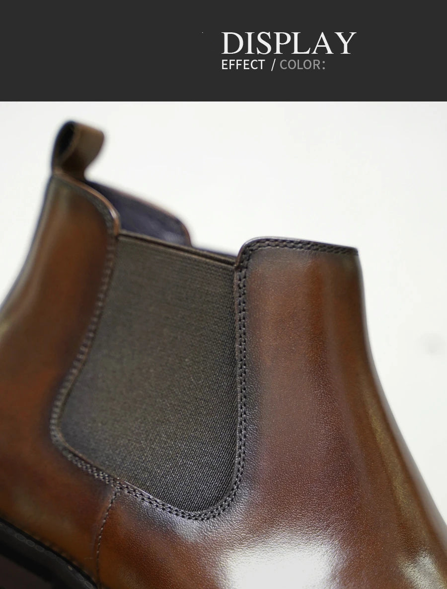New Chelsea Boots Men Shoes PU Brown Fashion Versatile Business Casual British Style Street Party Wear Classic Dress Ankle Boots
