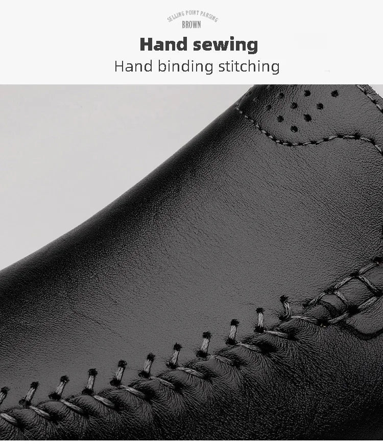 CLOHOO Leather Stitching Comfortable Shoes for Men