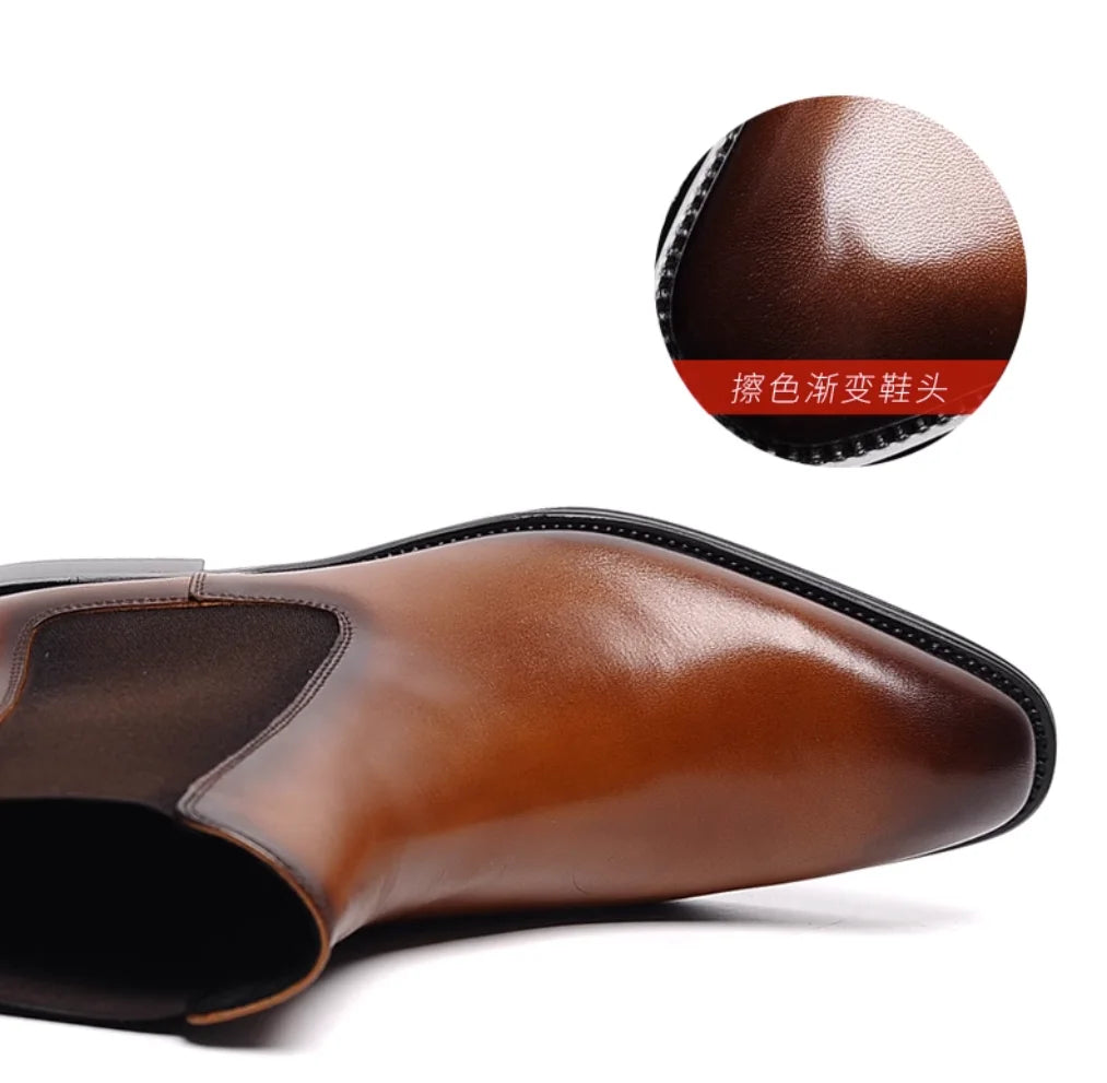 New Style Chelsea Boots Young Young  pointed leather retro sleeve cowhide short boots
