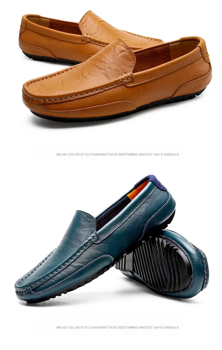 Men Luxury Trendy Casual Slip on Formal Loafers Men Moccasins Italian Black Male Driving Shoes Sneakers Plus Size Shoes Leather