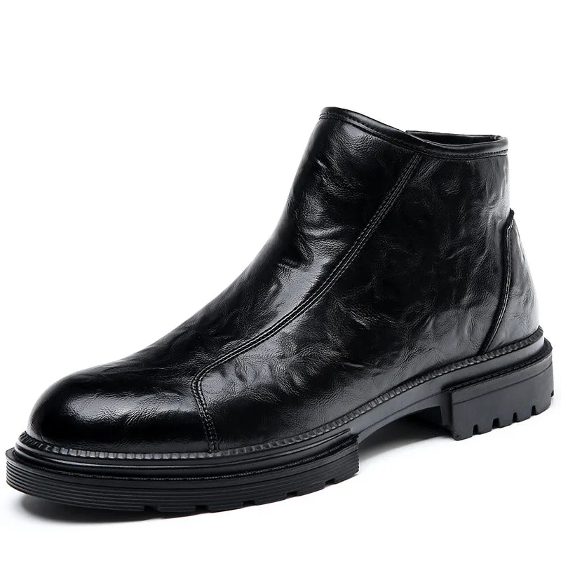 Genuine Leather side-zip Chelsea Boots for Men